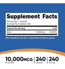 Nutricost Biotin Vitamin B7 10,000mcg General Wellness 240 Capsules