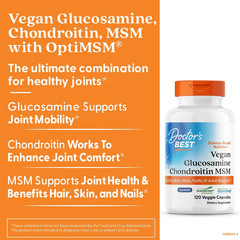 Doctor’s Best Vegan Glucosamine Chondroitin MSM 120 Caps Joint Skin Nails