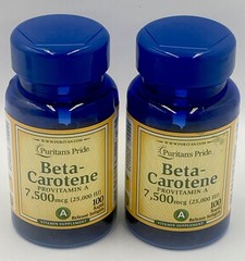 2 pk Puritan’s Pride Beta Carotene 7,500 mcg 100 gels x2 *NEW SEALED* Exp 4/2029