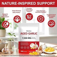 Odorless Garlic 7500Mg per Servings, 300 Softgels 2 Years Aged Garlic