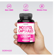 Inositol Myo-Inositol 1000mg 120 Caps Hormone Balance Support Vegan PCOS Control