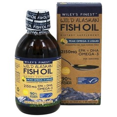 Wiley’s Finest Wild Alaskan Fish Oil Peak Omega-3 Liquid, Lemon, 8.45 Ounces