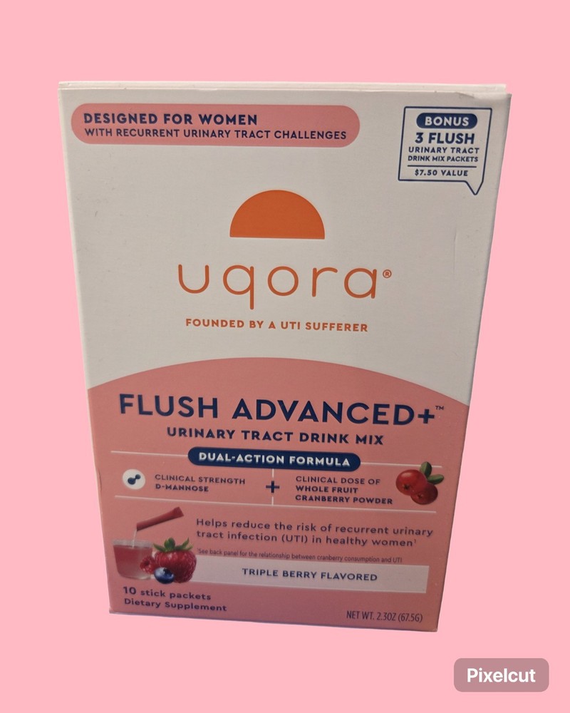 Uqora Flush Advanced+ Urinary Health Drink Mix – Cranberry, D-Mannose, 10