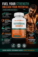 1x Testosterone Booster Tribulus Terrestris Chrysin Low Test Boost Natural