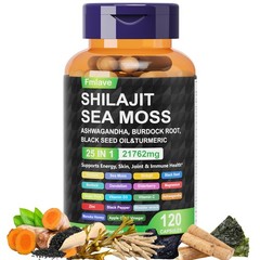 120 Pills Organic Irish Sea Moss 21762MG with Burdock Root Bladderwrack Shilajit