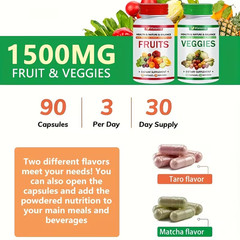 180 Capsules, Fruits & Veggies Supplements – 90 Fruits & 90 Vegatables Capsules
