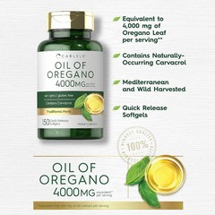 Oil of Oregano 4000 mg 150 Softgel Capsules With Black Seed, strong Carvacrol
