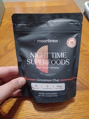 MoonBrew Night Time Superfoods Supplement Cinnamon Chai 30 Servings 4.4 Oz