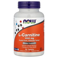 2 X NOW Foods, L-Carnitine, 1,000 mg, 50 Tablets
