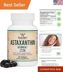 Clinically Proven 12mg Astaxanthin – 2 months- Supply for Health Benefits