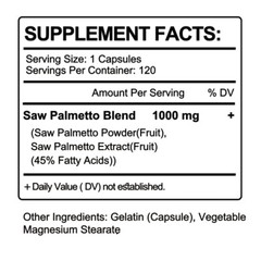 Saw Palmetto 2500Mcg DHT Blocker Hair Growth Supplement, 60 ct for Men and Women