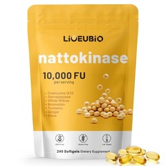 LIOEUBIO Nattokinase Supplement 10,000 FU, 9-in-1 240 Count (Pack of 1)