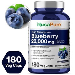 NusaPure Blueberry Concentrate 20,000mg – 180 Veggie Powder caps Non-GMO