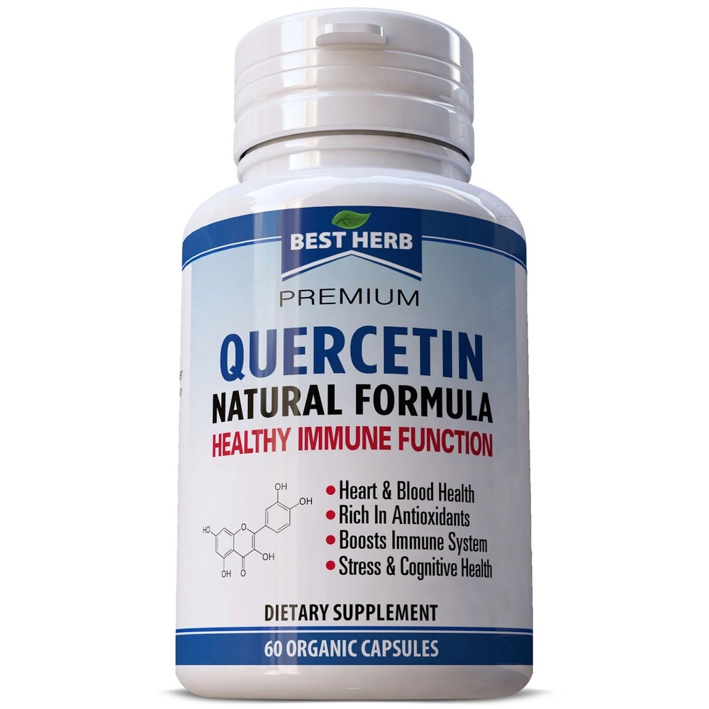 Quercetin Natural Herbal Supplement 60 Pills Immune Stress Heart Blood Support