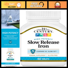 Slow Release Iron Tablets – 60 Count, Pack of 3 – Supports Energy & Blood Health
