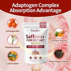 Saffron Extract 88.5mg Energy Mood Eye Support 300 Softgels 5 Month Supply