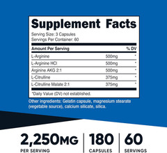 Nitric Oxide Booster 2250mg 180 Capsules 750mg per Serving 60 Servings