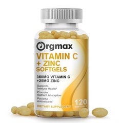 Vitamin C & Zinc Capsules Complex Supplement Vegetarian 1000mg 120 Capsules