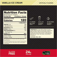 Optimum Nutrition Gold Standard 100% Whey Protein, Vanilla Ice Cream, 3.96 lb