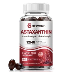Astaxanthin 12mg with MCT Oil, 60/120 Softgels 60 Count (Pack of 1)