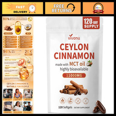 Organic Ceylon Cinnamon & MCT Oil Softgels – 120 Count, Energy & Metabolism Boos