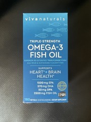 Viva Naturals Triple Strength Omega 3 Fish Oil 2500 mg High Potency 180 Softgels
