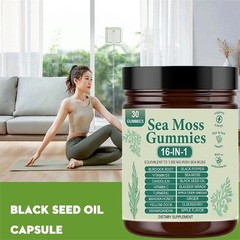 2X16 in 1 pure Sea Moss Gummy | Irishmoss Extract 6000Mg | Green Apple Flavor