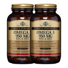 2 x Solgar Omega 3 Triple Strength 950 mg 100 Softgels