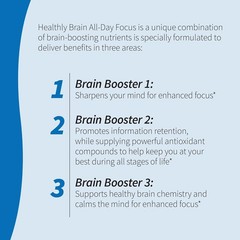 Applied Nutrition Healthy Brain All-Day Focus 50 Tablets, 3-in-1, 25 Servings 5x