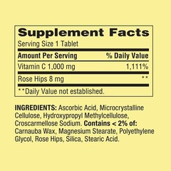 Spring Valley 1000mg Vitamin C with Rose Hips Tablets – 500 Count