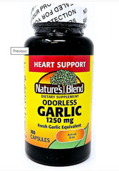Nature’s Blend Odorless Garlic Capsules 1250 mg 100 Ct