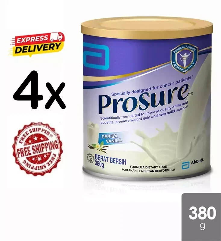 4 Cans Abbott Pro Sure Milk High Protein, Prebiotic & EPA 380g Express Shipping