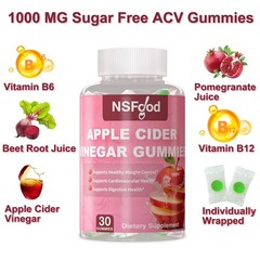 Apple Cider Vinegar ACV Gummies with the Mother Gut Health & Natural Energy 30ct