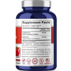 NusaPure Lycopene & Lutein Complex 60mg per caps 200 Veggie Capsules (Non-GMO)