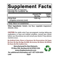 3 Pack Best Naturals Dong Quai 530 mg 180 Capsules