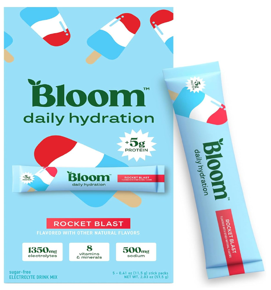 Bloom Daily Hydration Electrolyte Powder Packets with Collagen, 5g Protein, E…