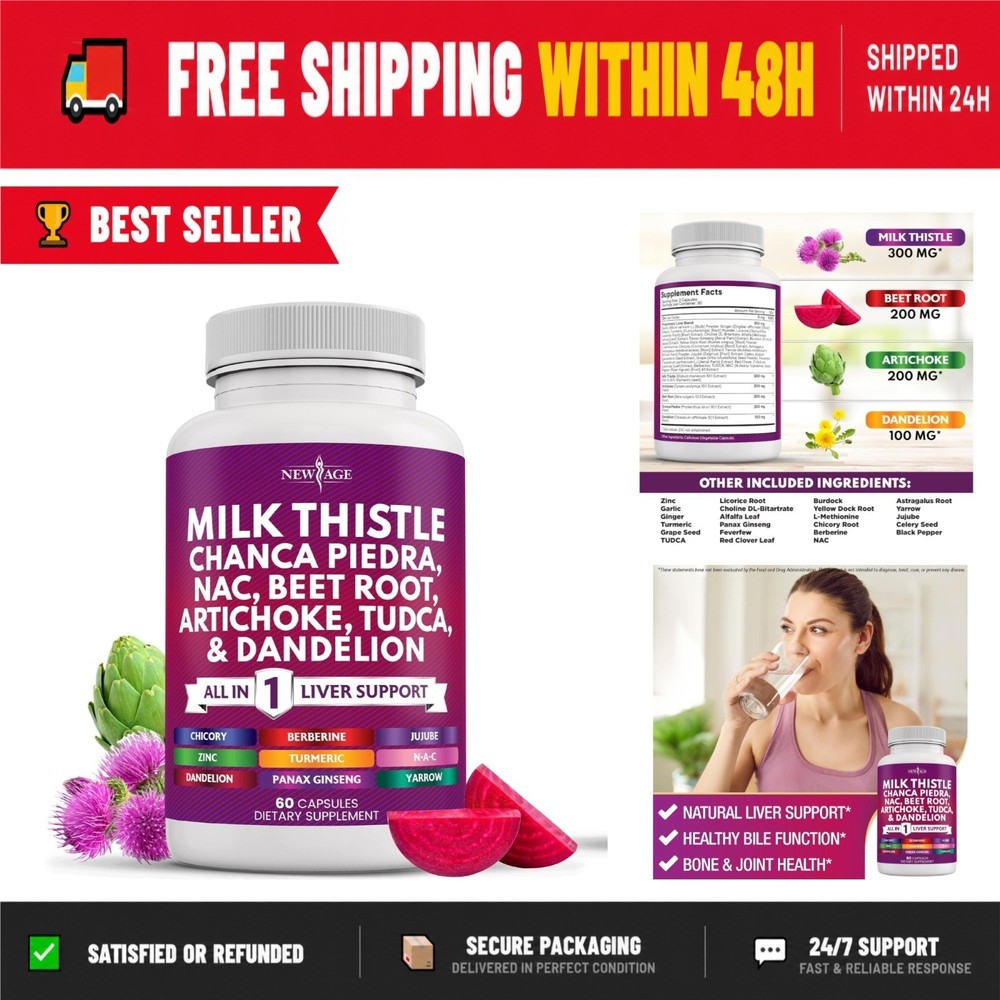NEW AGE Milk Thistle Liver Support Supplement – 60 Capsules