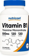 Vitamin B1 Thiamin 500mg 120 Capsules Non GMO Gluten Free High Quality Supple…