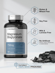 Horbäach Magnesium Bisglycinate | 120 Capsules | 750Mg | Non-Gmo and Gluten