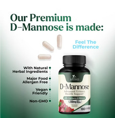 D-Mannose 1350mg with Cranberry Extra Strength Natural Urinary Health Support