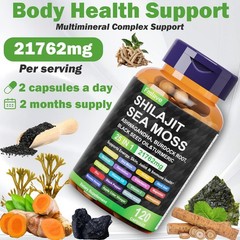 120 Pills Organic Irish Sea Moss 21762MG with Burdock Root Bladderwrack Shilajit