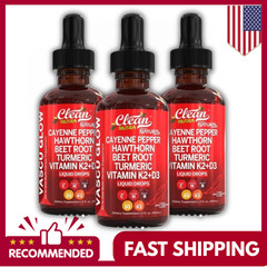 Pepper Cayenne Hawthorn Beet Root Turmeric Vitamin K2+D3 Liquid Drops 60ML-3pc
