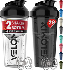 2 Pack- 28 Oz Protein Shaker Bottles for Protein Mixes – 2X Wire Whisk