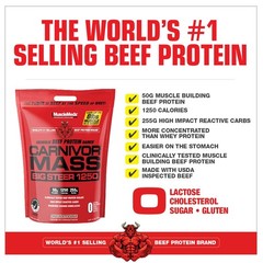 MuscleMeds Carnivor Mass Chocolate Big Steer 1250, 15 Lb Packaging May Vary