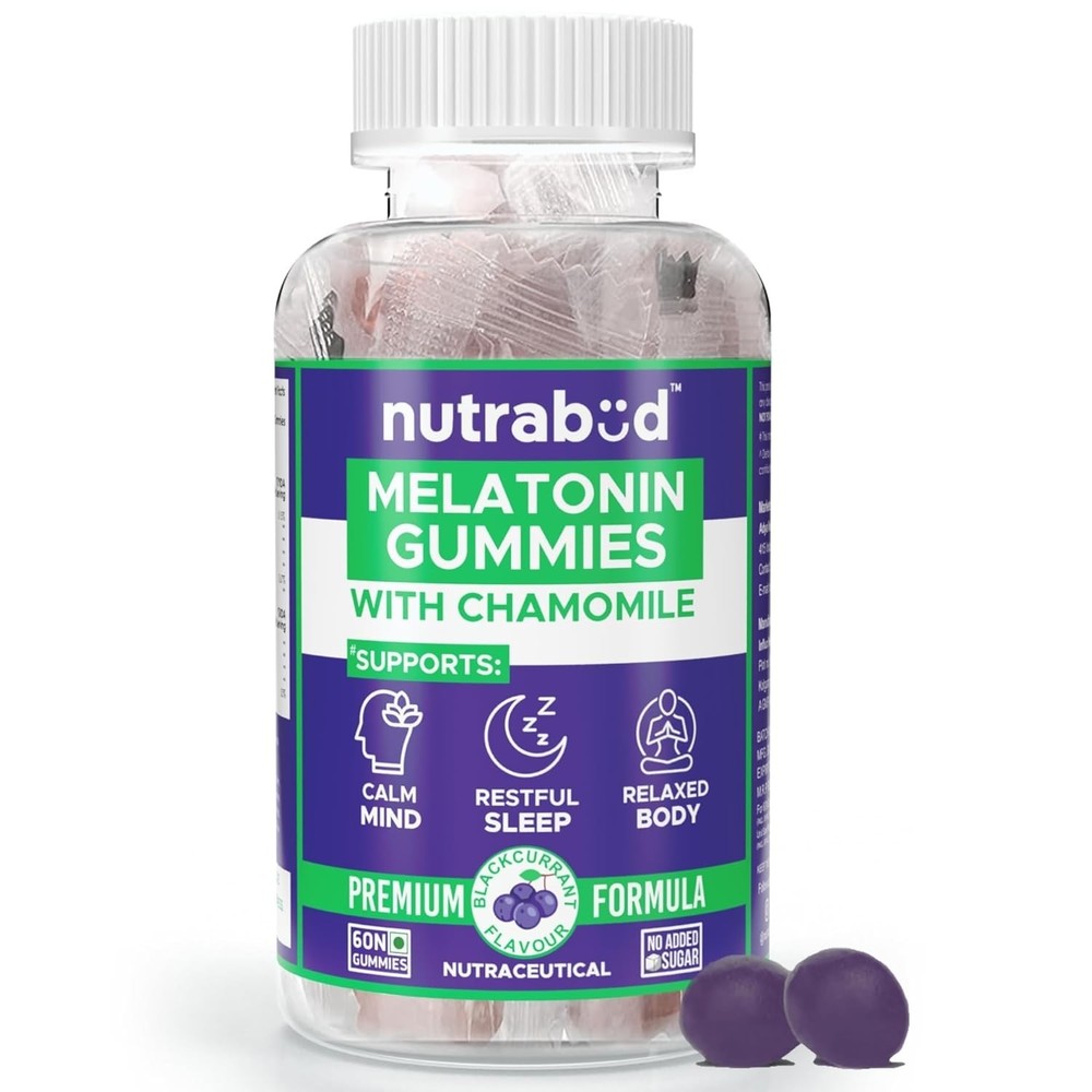 Nutrabud Melatonin 3mg 60 Sleep Gummies 4 Men Women Sugar free in Blackcurrant