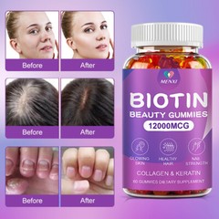 Biotin & Collagen Gummy 12000Mcg MultiVitamins for Hair, Skin, and Nails Health