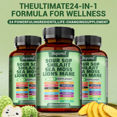 24-in-1 Soursop Shilajit Sea Moss Lion’s Mane – Antioxidants, Joint, Skin Health