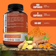 NutriFlair Turmeric Curcumin with Ginger and BioPerine 180 Count (Pack of 1)