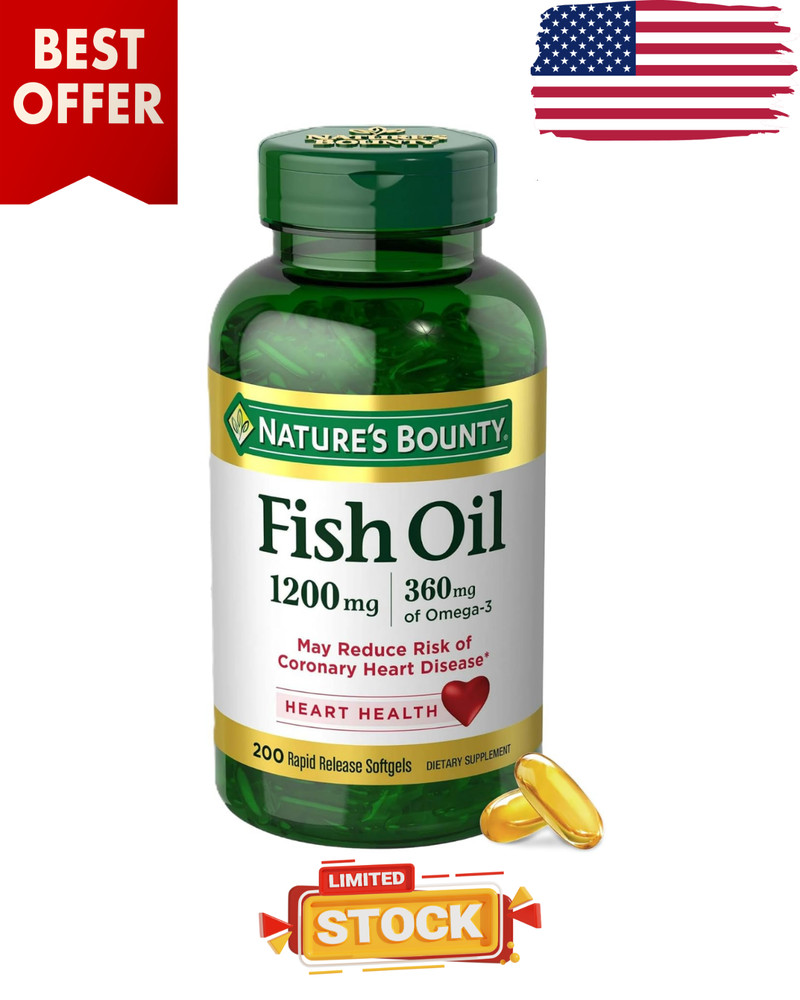 Nature’s Bounty Fish Oil Omega 3 Supplements – Supports Heart Health, 1200 Mg!!!