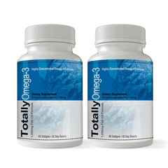 Totally Products Omega- 3 Fish Oil 1000mg Brain Health Dietary Softgel Pack of 2